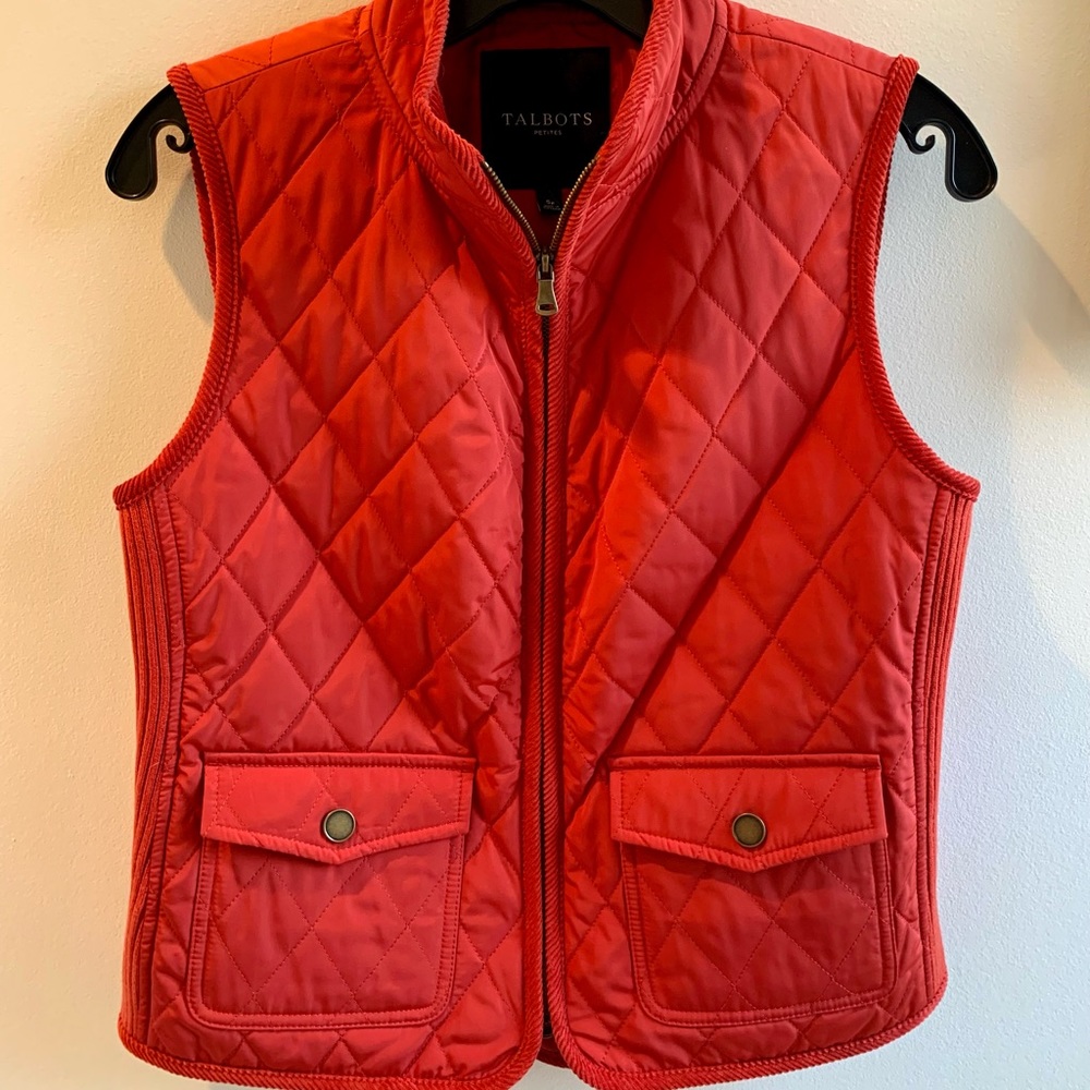 Talbots Quilted Red Vest Petite Small